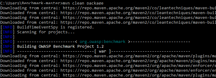 OWASP DIY Benchmark Clean Package Command