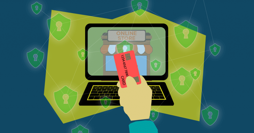 Staying safe when online shopping graphic